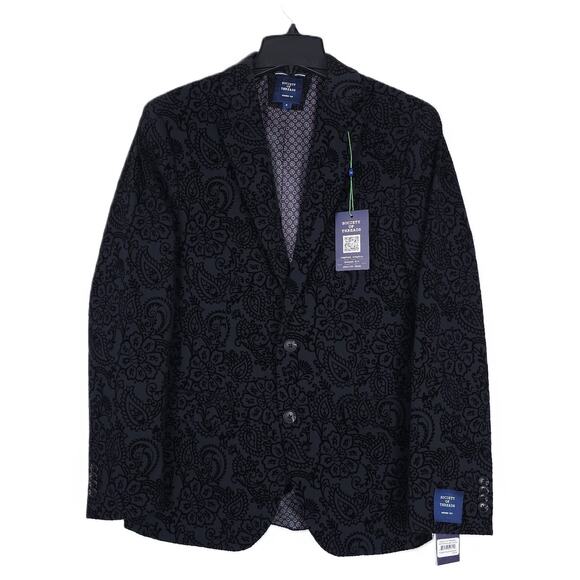 Society Of Threads Other - Society Of Threads Mens Modern Fit Sport Coat Small Black Flocked Paisley NWT
